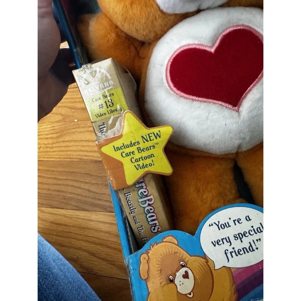 Vintage Care Bears Talking Tenderheart Bear NIB With VHS Tape Damaged Box 2004